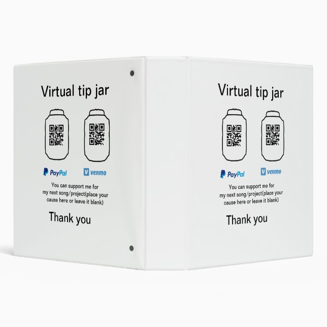 Virtual tip jar q r code money donation PayPal ven Binder (Background)