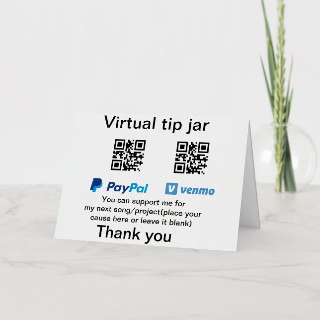 Virtual tip jar q r code money donation PayPal ven Foil Holiday Card (Front)