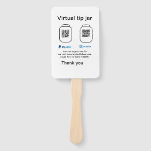 Virtual tip jar q r code money donation PayPal ven Hand Fan
