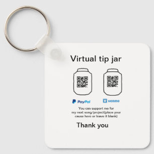 Virtual tip jar q r code money donation PayPal ven Keychain