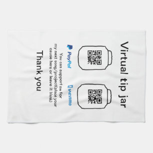 Virtual tip jar q r code money donation PayPal ven Kitchen Towel