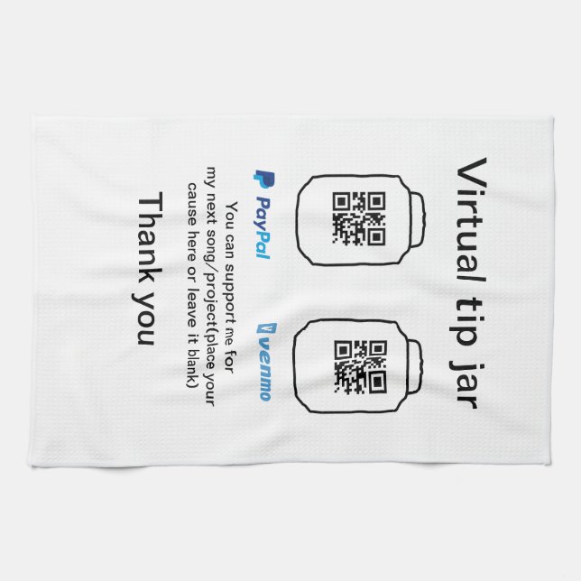 Virtual tip jar q r code money donation PayPal ven Kitchen Towel (Horizontal)