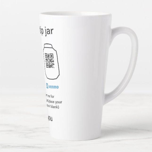 Virtual tip jar q r code money donation PayPal ven Latte Mug (Right)