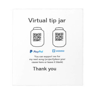 Virtual tip jar q r code money donation PayPal ven Notepad