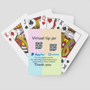Virtual tip jar q r code money donation PayPal ven Playing Cards