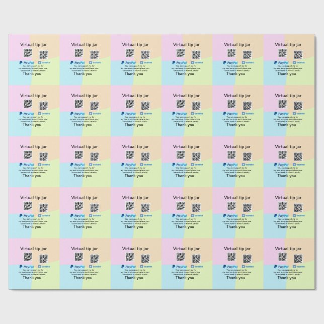 Virtual tip jar q r code money donation PayPal ven Wrapping Paper (Flat)