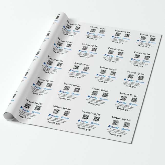 Virtual tip jar q r code money donation PayPal ven Wrapping Paper (Unrolled)