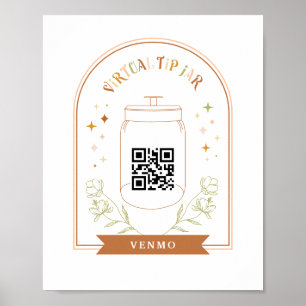 Virtual Tip Jar Scan QR Code Cash App Payment  Ped Poster
