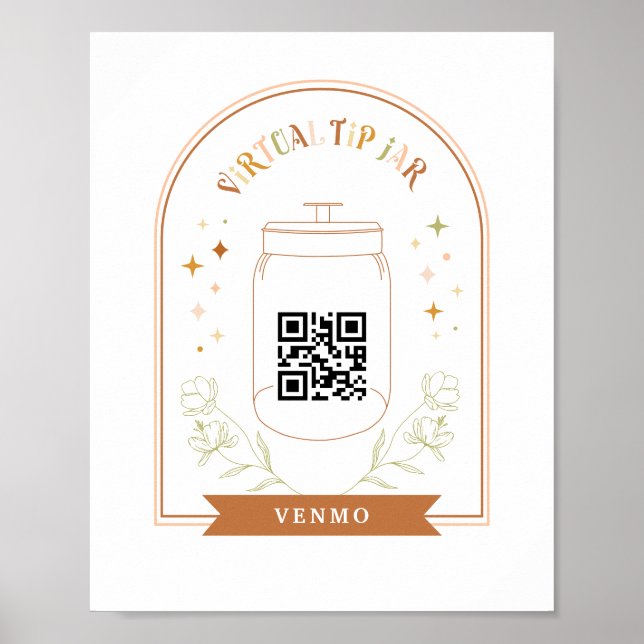 Virtual Tip Jar Scan QR Code Cash App Payment  Ped Poster (Front)