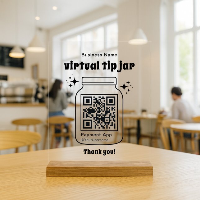 Virtual Tip Jar with QR Code Acrylic Sign (Creator Uploaded)