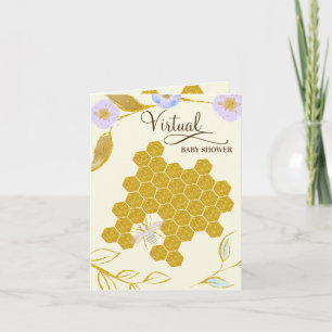 Virtual Watercolor Golden Mommy to Bee Baby Shower Invitation