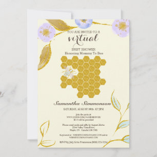 VIRTUAL Watercolor Golden Mommy to Bee Baby Shower Invitation