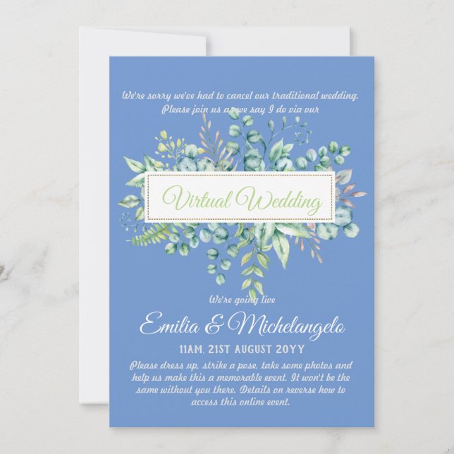 Virtual Wedding Video Chat Live Streaming Invites (Front)