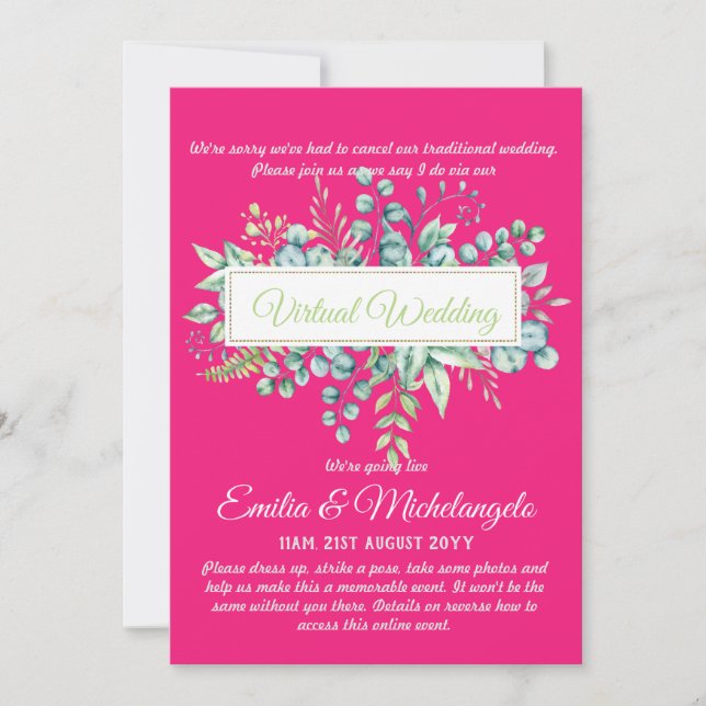 Virtual Wedding Video Chat Live Streaming Invites (Front)