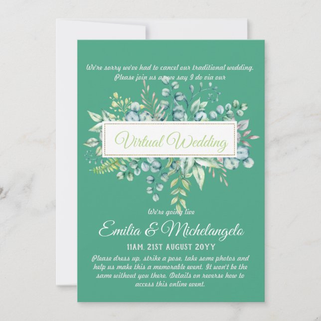 Virtual Wedding Video Chat Live Streaming Invites (Front)