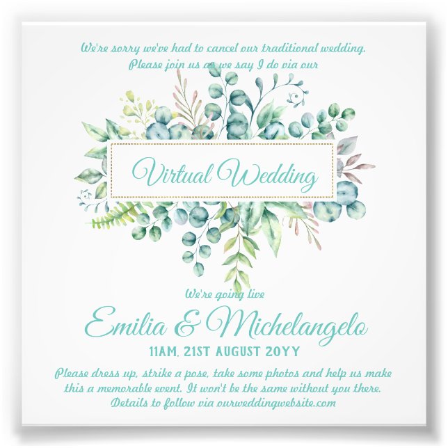 Virtual Wedding Video Chat Live Streaming Invites Photo Print (Front)