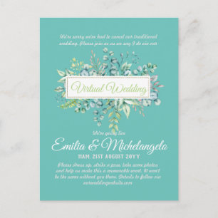 Virtual Wedding Video Chat Live Streaming Invites Postcard