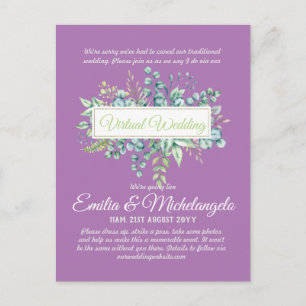 Virtual Wedding Video Chat Live Streaming Invites Postcard