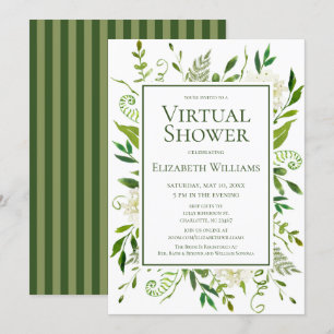 Virtual White Hydrangeas Watercolor Bridal Shower Invitation