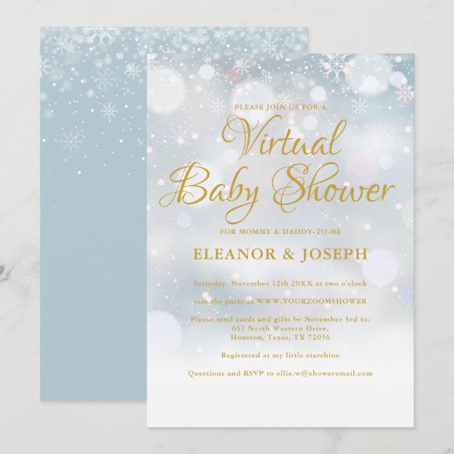 Virtual Winter Baby Shower Sprinkle Invitation (Front/Back)