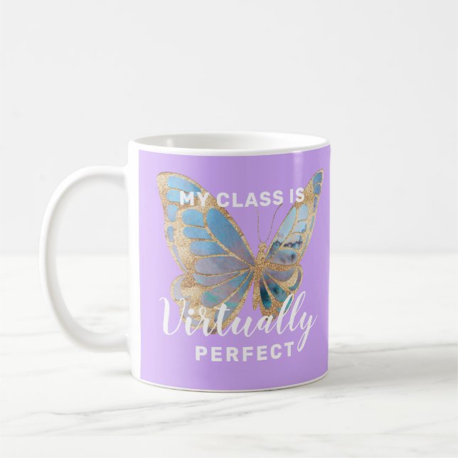 Virtually Perfect Personalized Teacher Gift Purple Coffee Mug (Left)