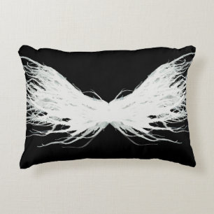 Virtues Abstract White Wings Alcohol Ink Art Accent Pillow