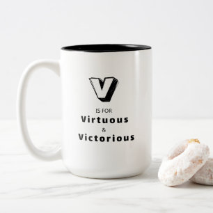 Virtuous and Victorious V - Personalized Luxury Two-Tone Coffee Mug
