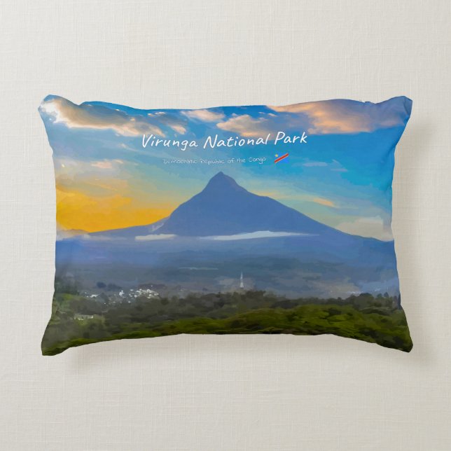 Virunga National Park, DR Congo - Volcano Accent Pillow (Front)