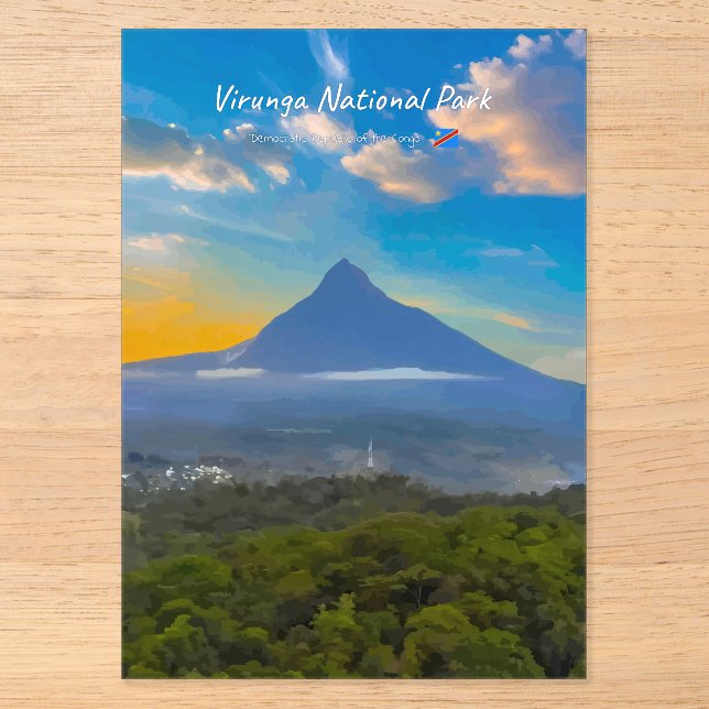Virunga National Park, DR Congo - Volcano Acrylic Invitations (Front)