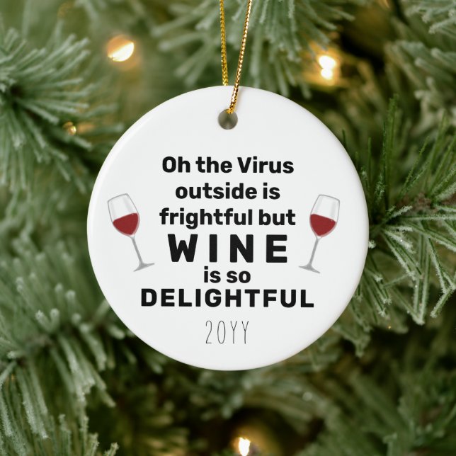 Virus Outside is Frightful Funny Christmas Pun Ceramic Ornament (Tree)