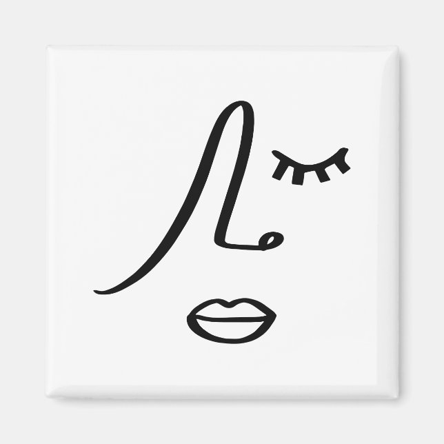 Visage Abstrait minimaliste Aimant design d'art mo (Devant)