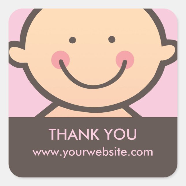 Visage de bébé - Stickers personnalisés rose et Br (Devant)