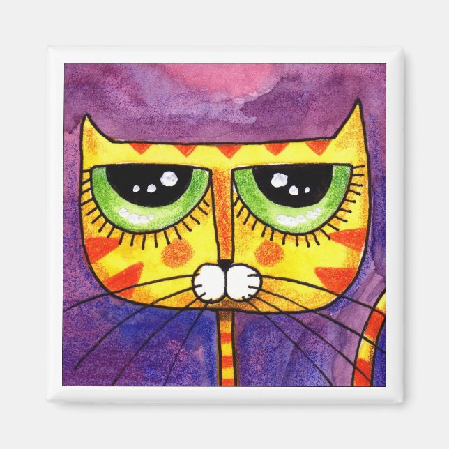 Visage de chat jaune - Aimant (Devant)
