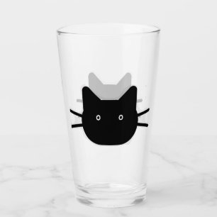 Visage de chat noir Design Verre à boire