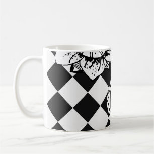 Visage de Fleur à Damier Tasse à Café Surréalist