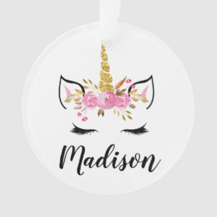 Visage de Licorne Avec Cils Nom Personnalisé