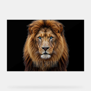 Visage de lion majestueux aux yeux bleus Faune A