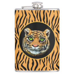 Visage de tigre sauvage sur flacon à motif de peau