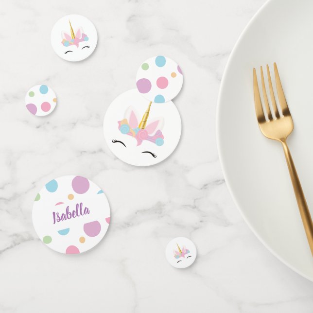 Visage et nom de la licorne | Confettis (Groupe)