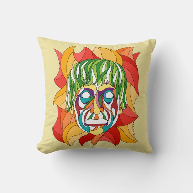 Visage Grimace Throw Pillow (Front)