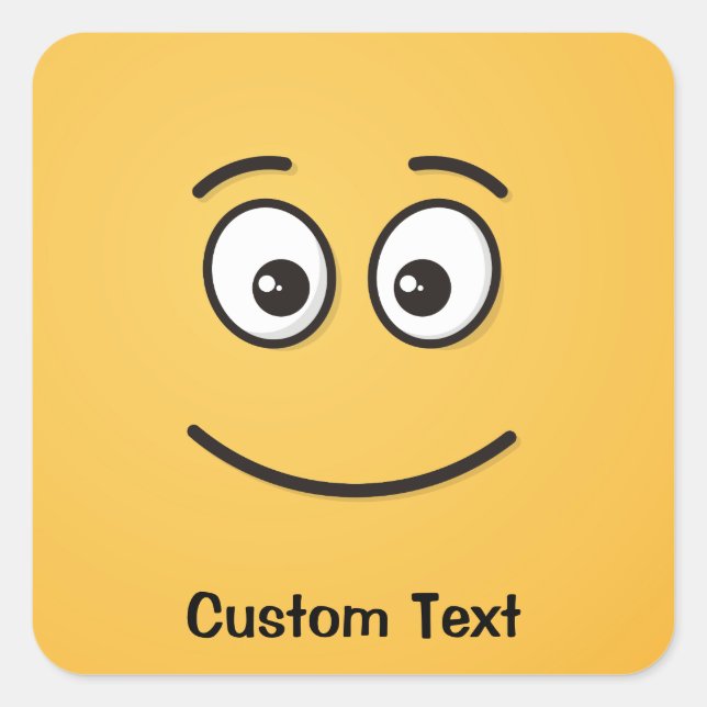 Visage souriant avec Sticker Carré des yeux ouvert (Devant)