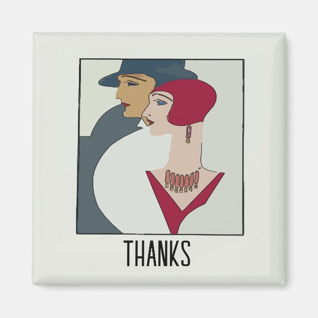 Visages Art déco, ajouter du texte Magnet (Devant)