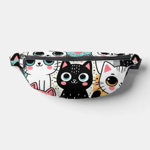 Visages de chat mignons Kawaii et cœurs Fantaisie