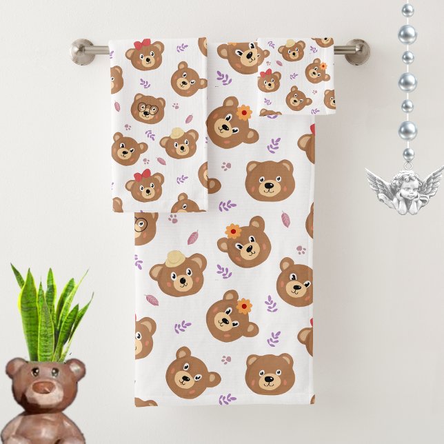 Visages d'ours modernes sur fond blanc (Créateur téléchargé)