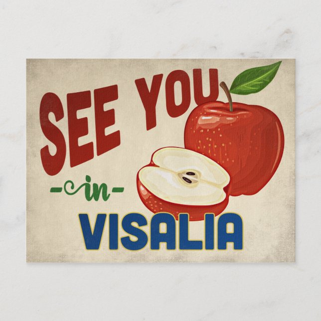 Visalia California Apple - Vintage Travel Postcard (Front)