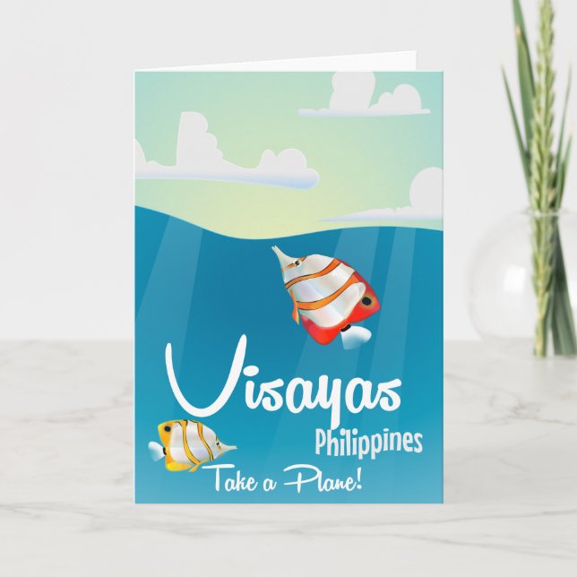 Visayas, philippines cartoon travel poster holiday card (Front)
