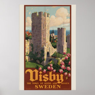 Visby Gotland Sweden Vintage Travel Poster