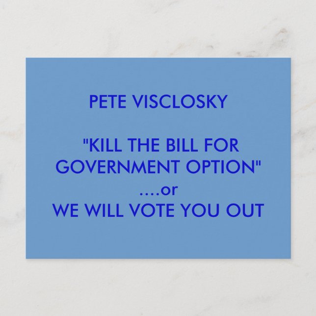 VISCLOSKY KILL THE BILL POSTCARD (Front)