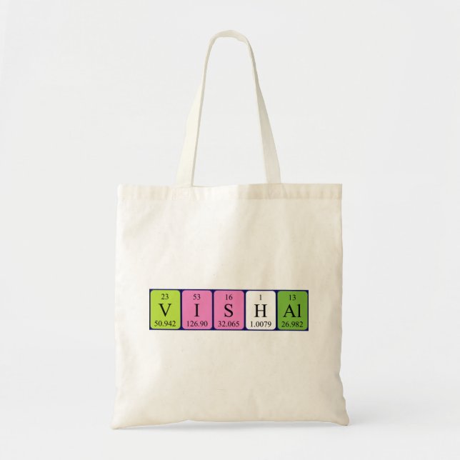 Vishal periodic table name tote bag (Front)