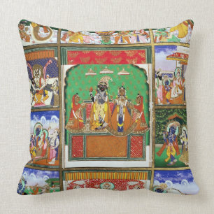 Vishnu in the centre of his ten avatars, Jaipur, R Throw Pillow